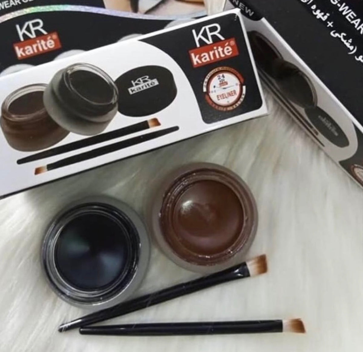 Karité 2-in-1 Gel Eyeliner & Brow Pomade Set – Black & Brown (With Dual Brushes)