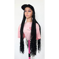RTW Wig: Black Braids With Wavy Tips In Black Face Cap