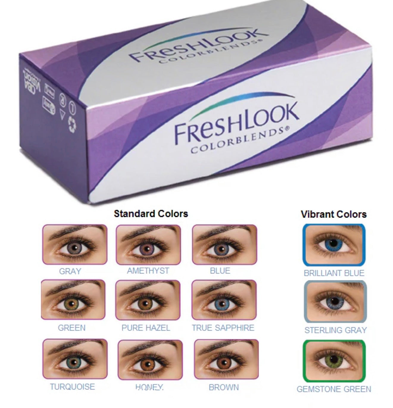 FreshLook Colorblends Colored Contact Lenses | 12 Shades | Natural & Vibrant Colors + Free Lens Case