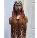 RTW Wig: Golden Brown Braids With Wavy Tips In Leopard Skin Scarf