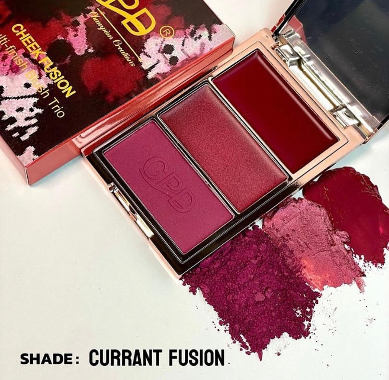CPD Cheek Fusion Multi-Finish Blush Trio (Matte, Shimmer Cream & Cream Blush Compact with Mirror)