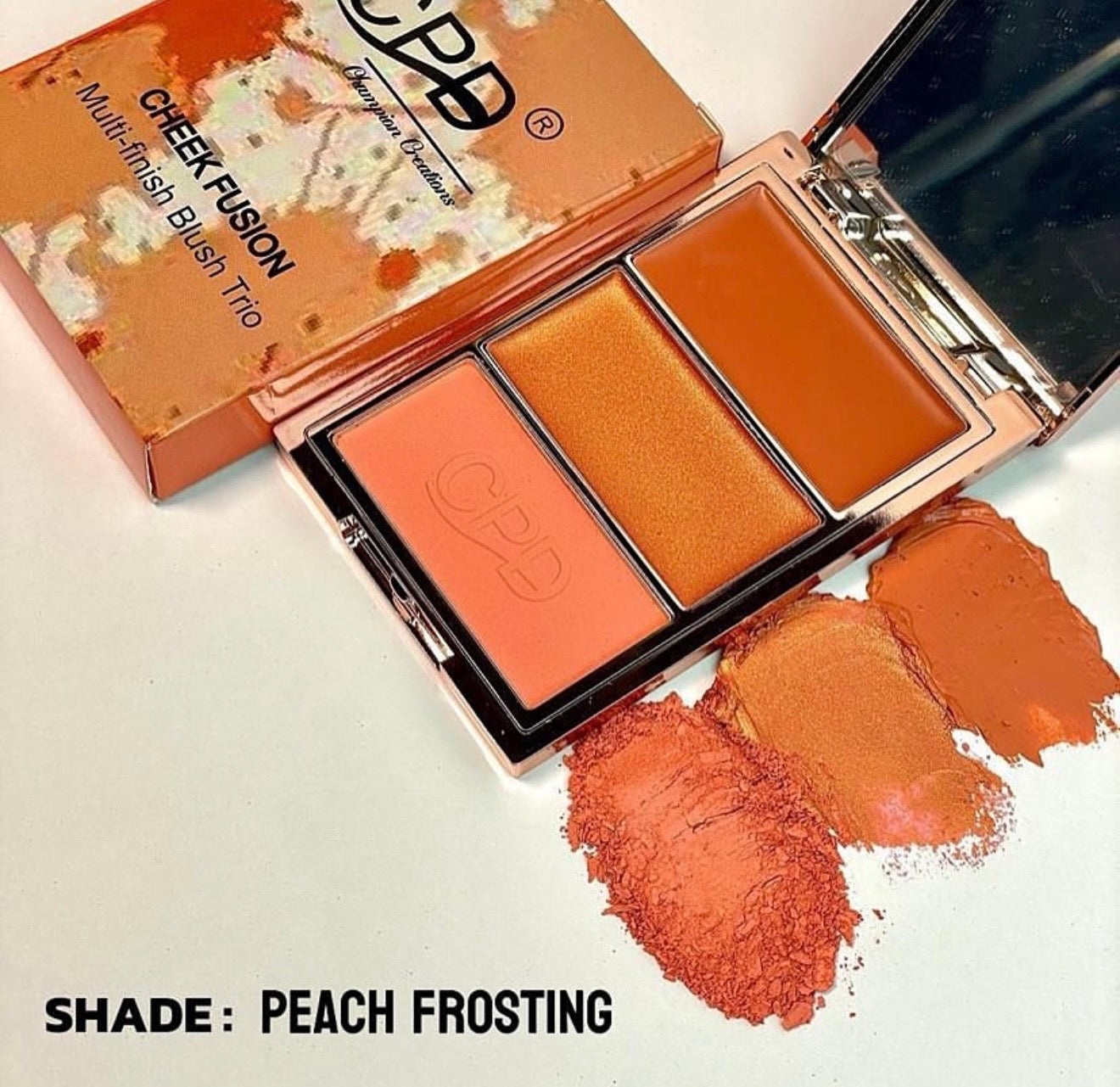 CPD Cheek Fusion Multi-Finish Blush Trio (Matte, Shimmer Cream & Cream Blush Compact with Mirror)