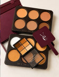 Vee Beauty Burgundy Luxe Edition 12-in-1 Pressed Powder Palette (2x6 Pan Set + Free Mirror & Mini Concealer Palette)