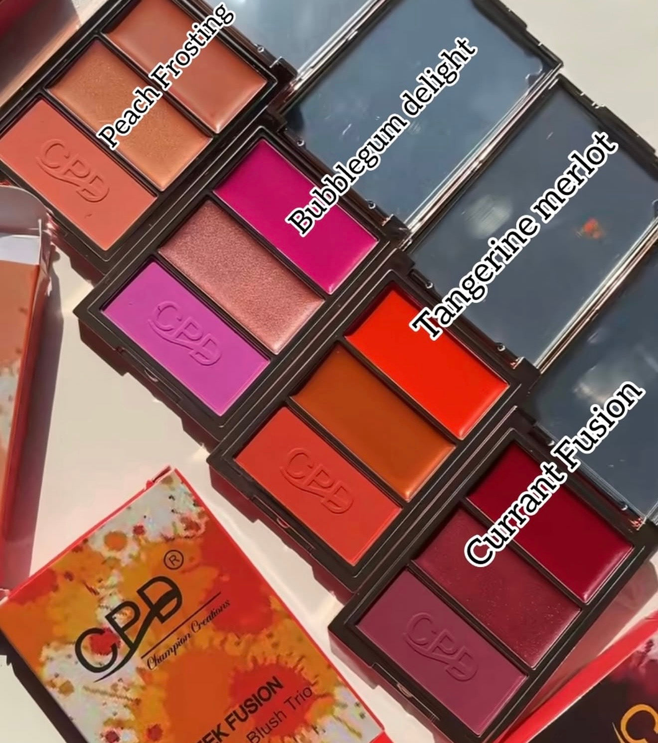 CPD Cheek Fusion Multi-Finish Blush Trio (Matte, Shimmer Cream & Cream Blush Compact with Mirror)