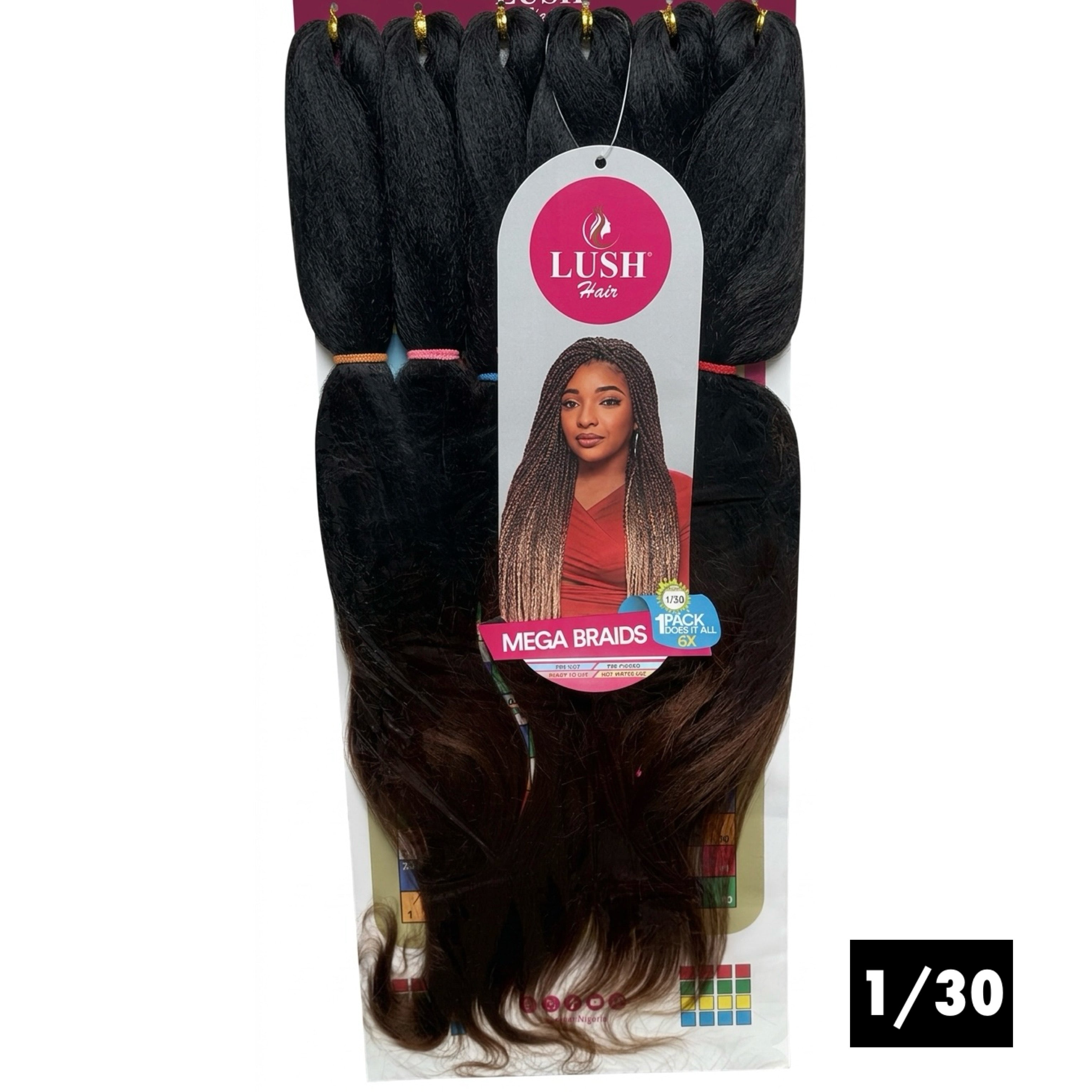 Lush Hair 55 Inches 6X Pre-Stretched Braiding Hair Extension