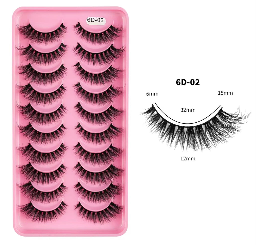 10 Pairs/Set Fluffy Wispy Natural Lashes Tray