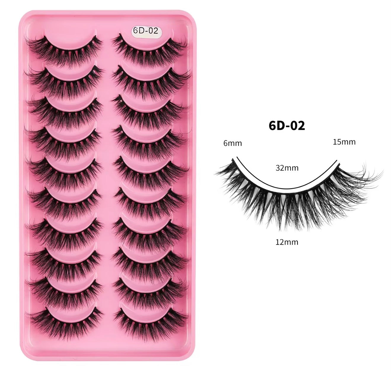 10 Pairs/Set Fluffy Wispy Natural Lashes Tray