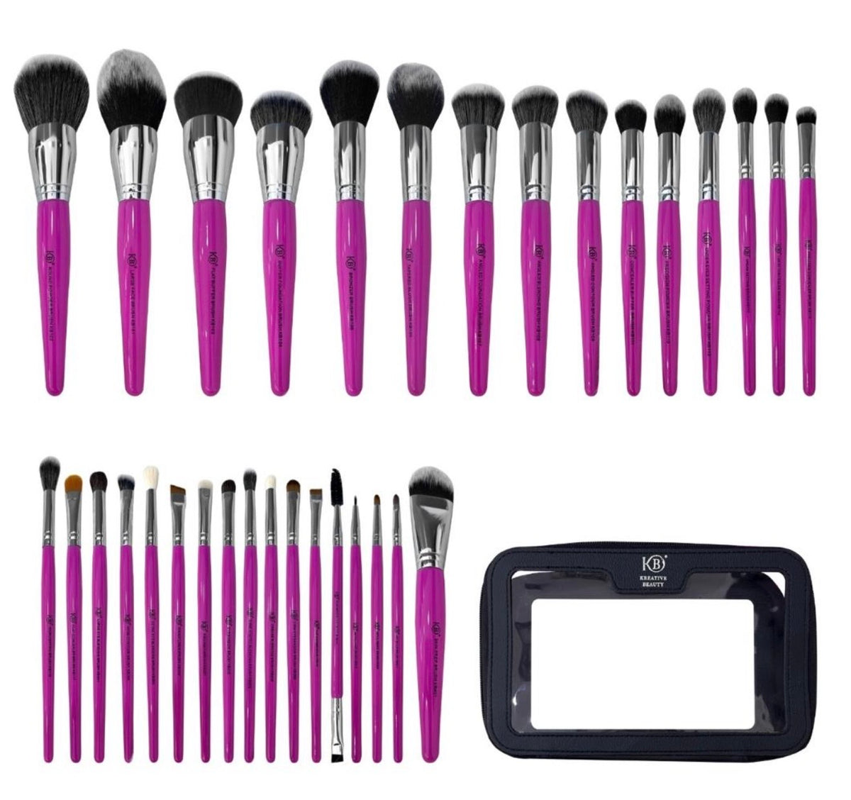 Kreative Beauty 32-Piece Professional Makeup Brush Set with Travel Case