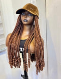 RTW Wig: All Brown Boss Chic Braids With Curly Tips In Brown Face Cap