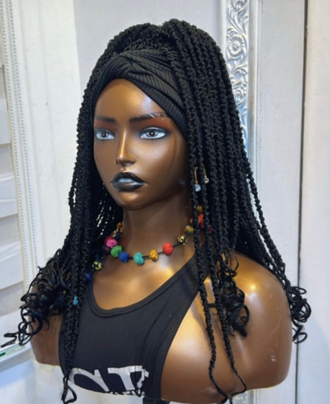 RTW Wig: Black Senegalese Twists In Black Band