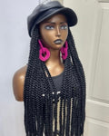 RTW Wig: Black Jumbo Braids In Black Premium Face Cap