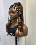 RTW Wig: Brown Senegalese Twists In Leopard Skin Band