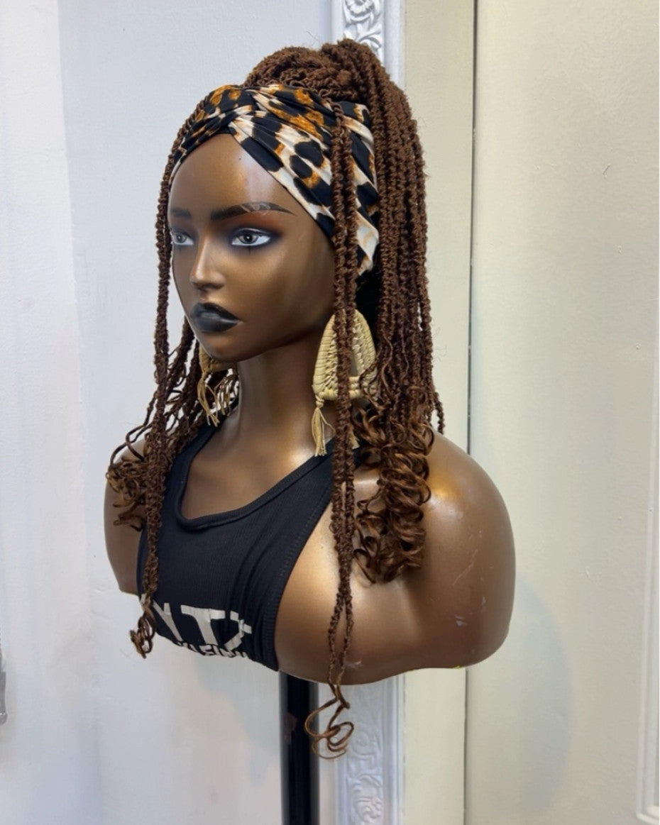 RTW Wig: Brown Senegalese Twists In Leopard Skin Band