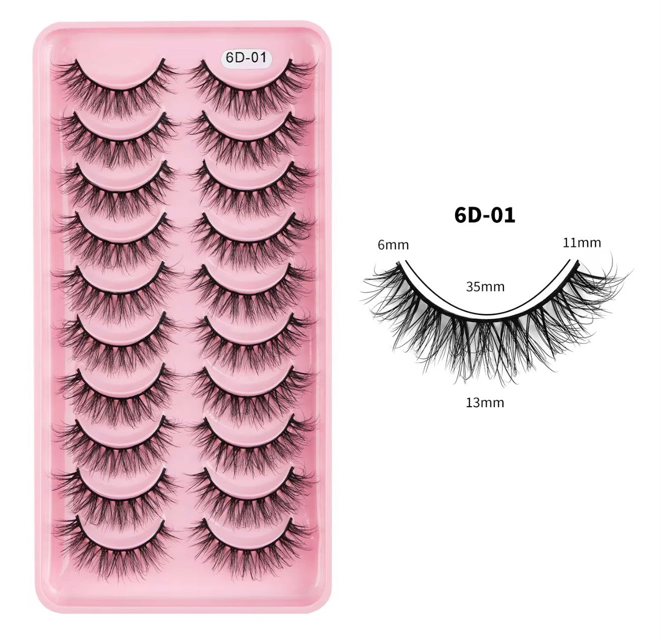 10 Pairs/Set Fluffy Wispy Natural Lashes Tray