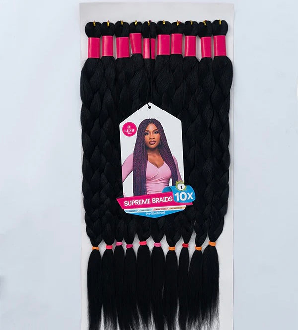 Lush Hair 65 Inches 10X Pre-Stretched Braiding Hair Extension