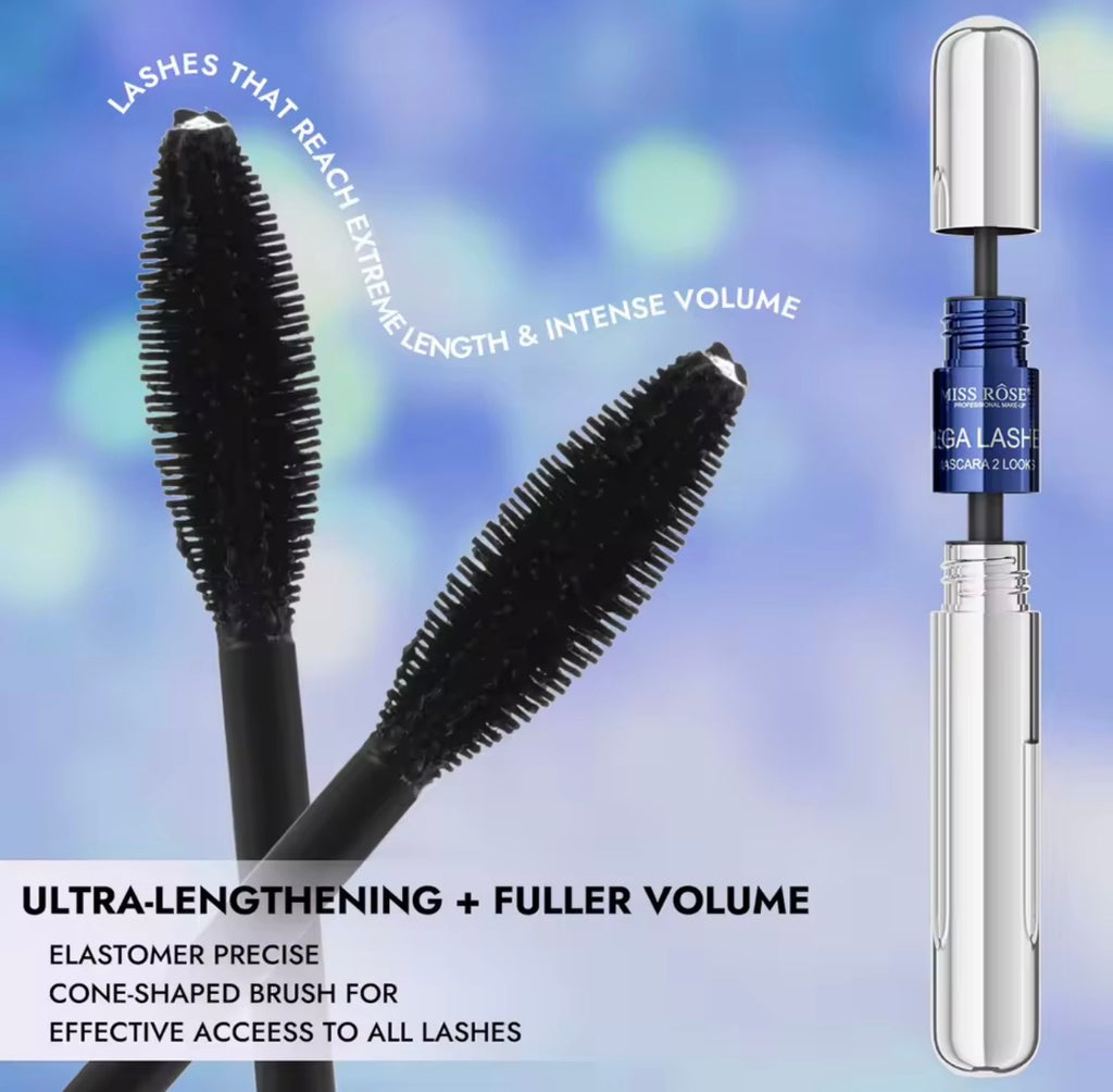 Miss Rose Mega Lashes 2-in-1 Ultra-Lengthening & Volumizing Mascara