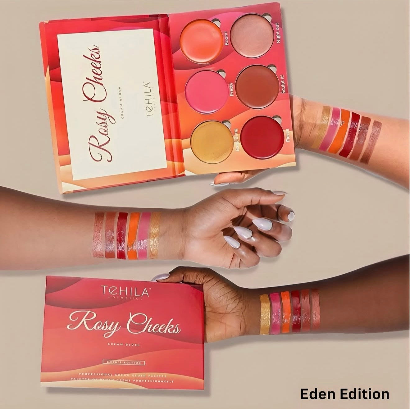 Tehila Rosy Cheeks 6 Colors Cream Blush Palette