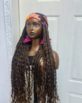 RTW Wig: Brown Boho Braids In Multicolored Scarf