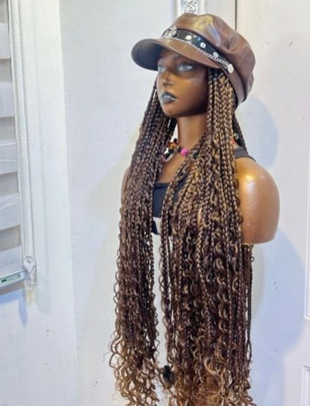 RTW Wig: Brown Boho Braids In Coffee Brown Premium Face Cap