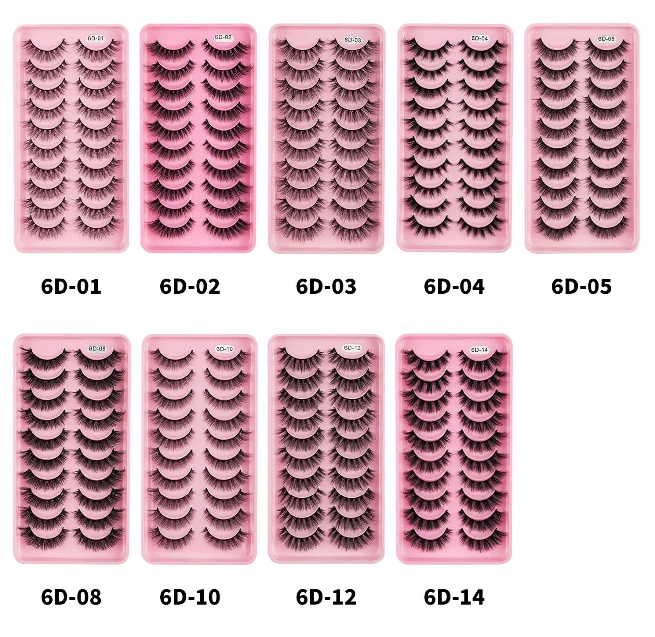 10 Pairs/Set Fluffy Wispy Natural Lashes Tray