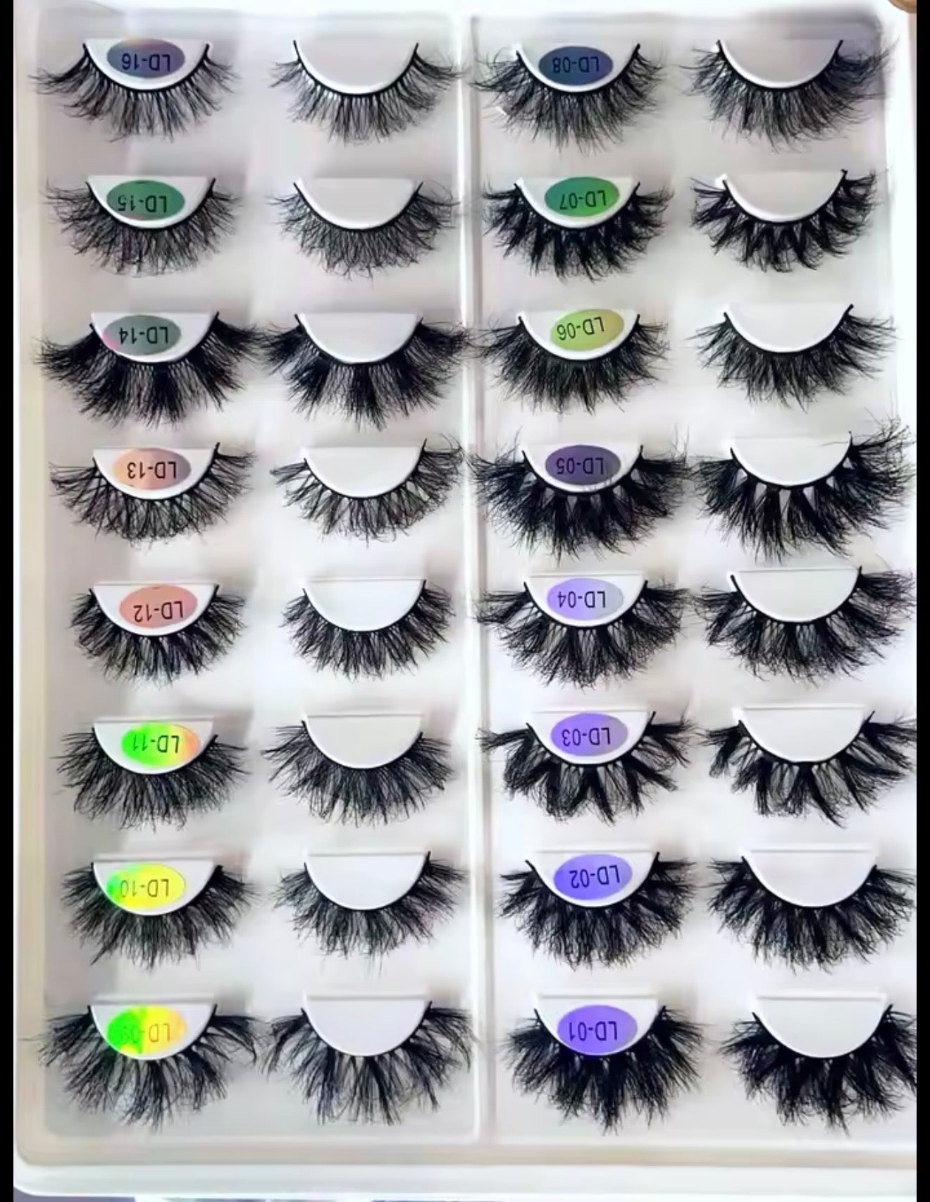 16-Pair Set 3D Variety Mix Mink Luxury Lash Tray