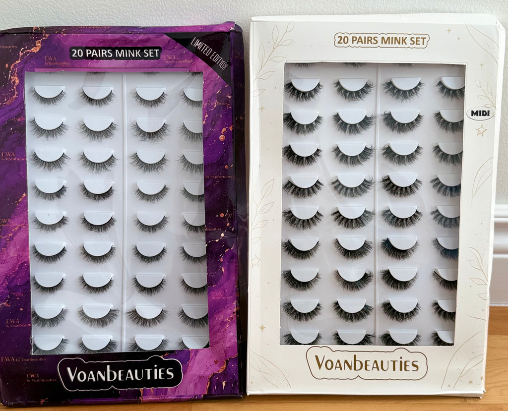 Voan Beauties 20-Pair Human Hair Fluffy Faux Mink Lashes Tray