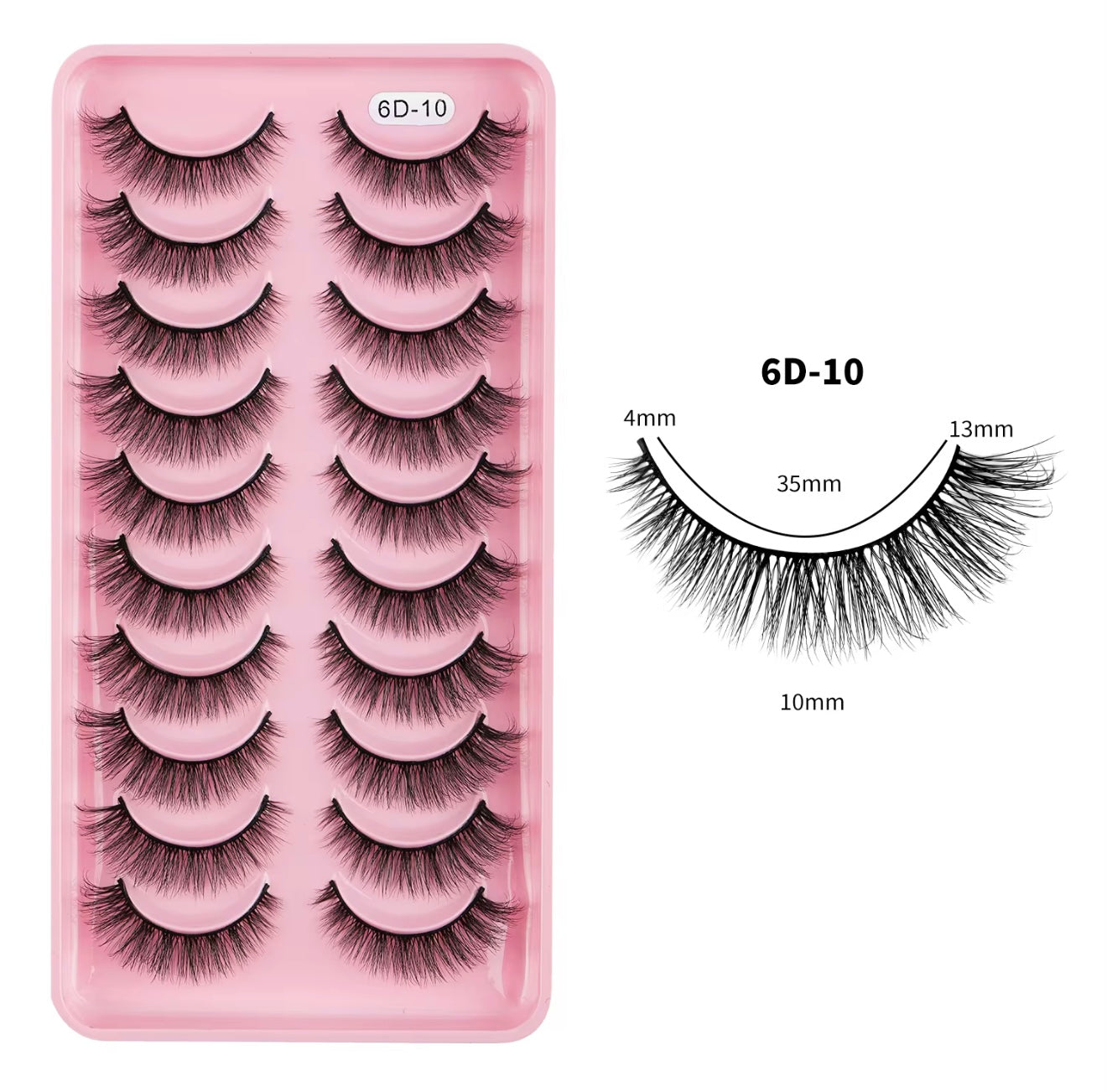 10 Pairs/Set Fluffy Wispy Natural Lashes Tray