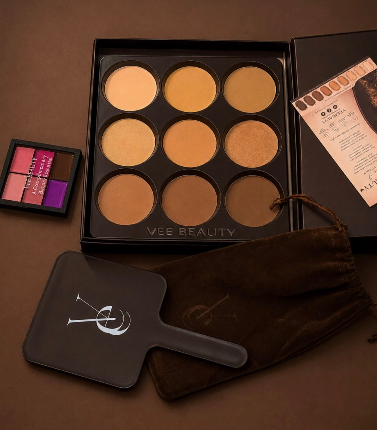 Vee Beauty The Complexion Code 9.0 (9 in 1 Pressed Powder Palette + Free Mirror & Lip Palette)