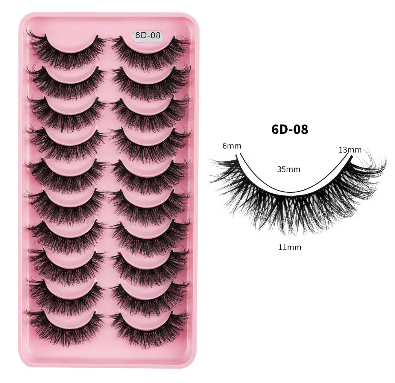 10 Pairs/Set Fluffy Wispy Natural Lashes Tray