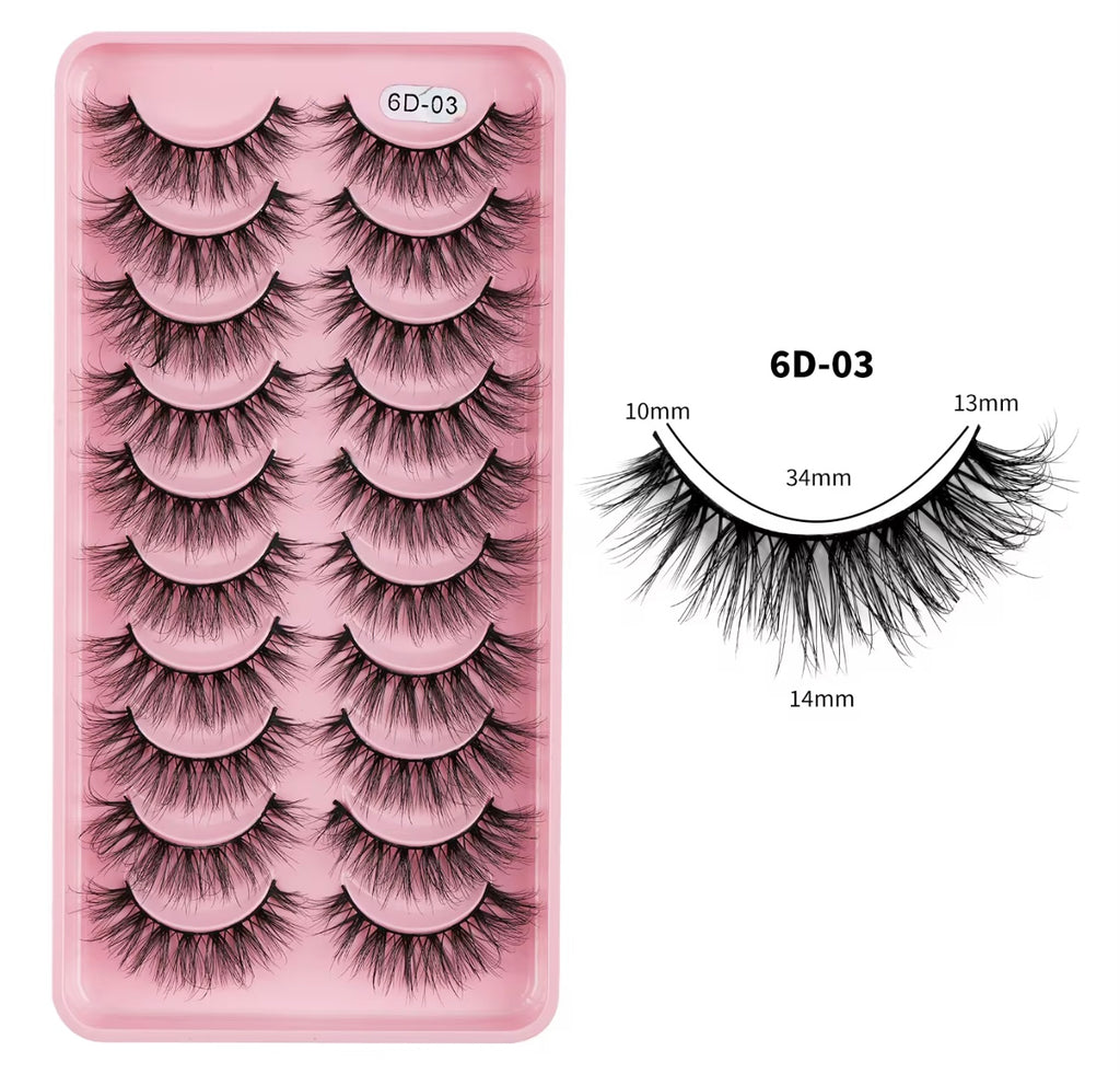 10 Pairs/Set Fluffy Wispy Natural Lashes Tray