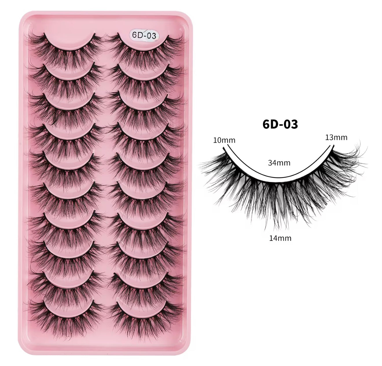 10 Pairs/Set Fluffy Wispy Natural Lashes Tray