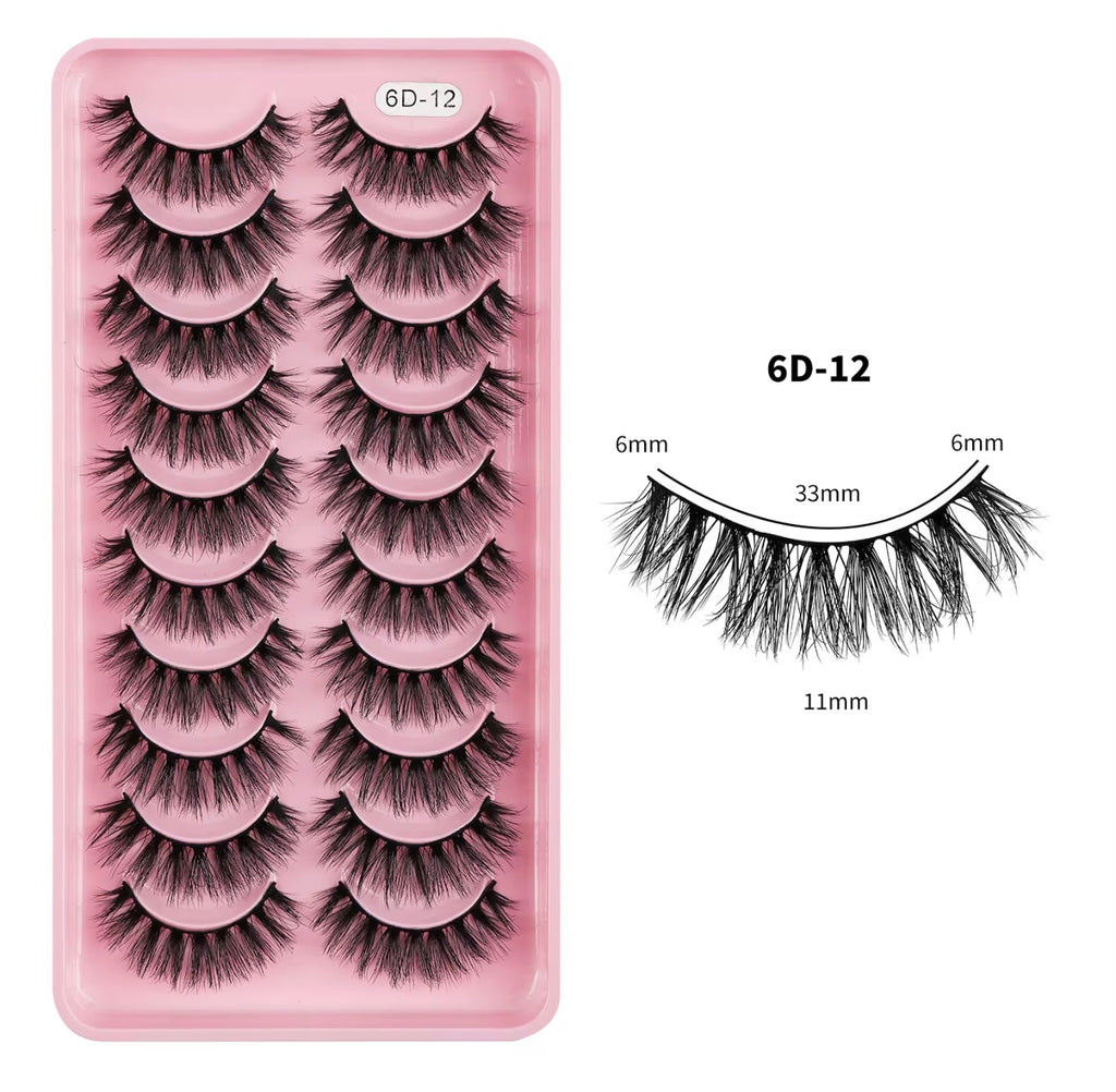 10 Pairs/Set Fluffy Wispy Natural Lashes Tray