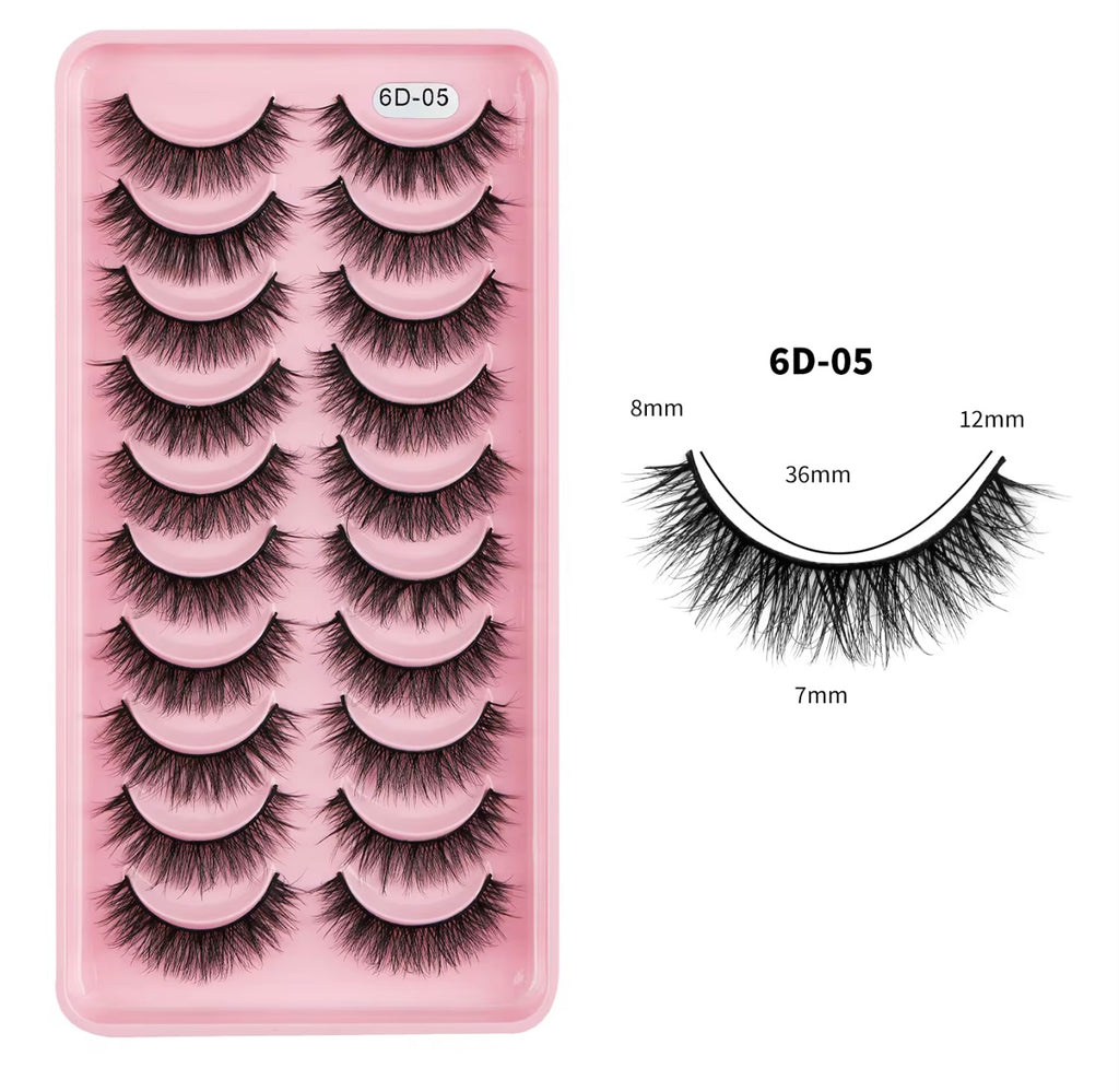 10 Pairs/Set Fluffy Wispy Natural Lashes Tray