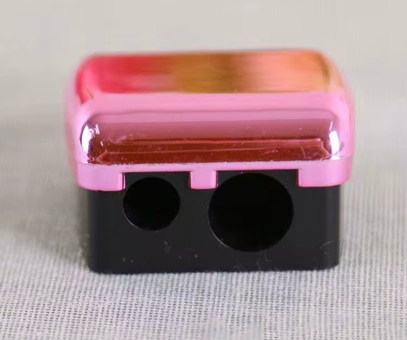 Dual-Hole Cosmetic Pencil Sharpener with Chrome Lid
