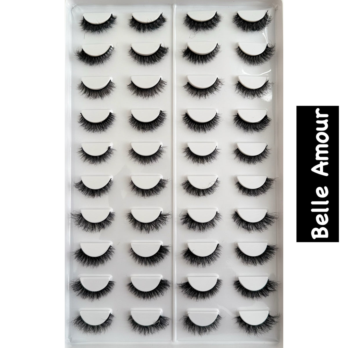 Voan Beauties 20-Pair Human Hair Fluffy Faux Mink Lashes Tray