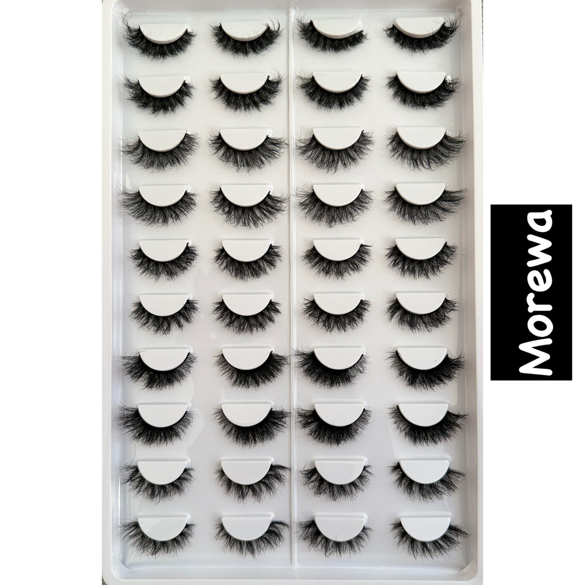 Voan Beauties 20-Pair Human Hair Fluffy Faux Mink Lashes Tray