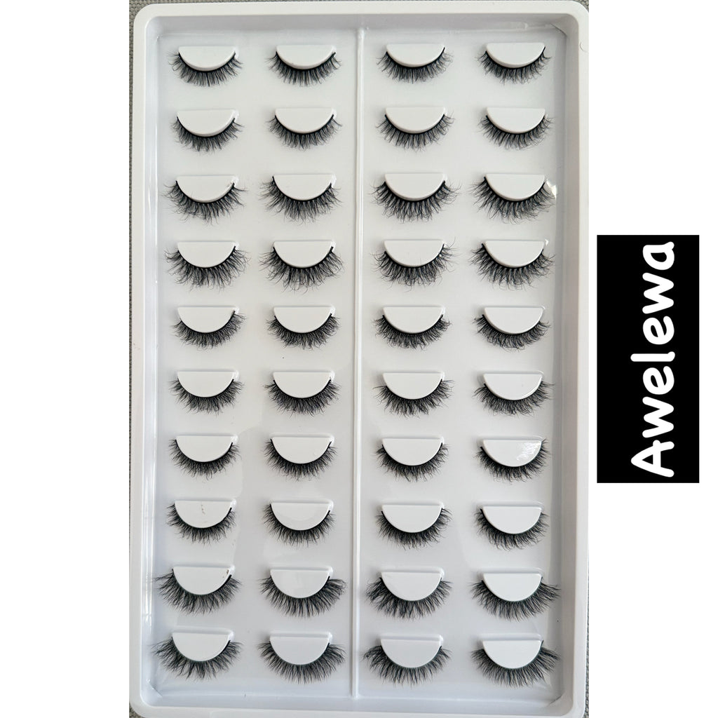 Voan Beauties 20-Pair Human Hair Fluffy Faux Mink Lashes Tray
