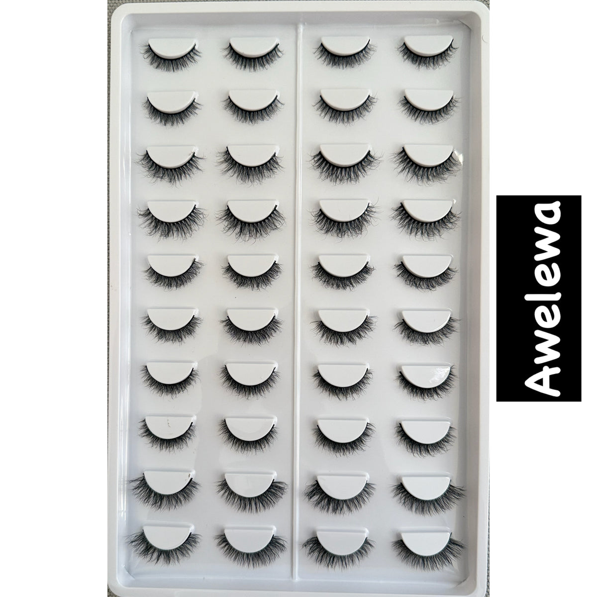 Voan Beauties 20-Pair Human Hair Fluffy Faux Mink Lashes Tray